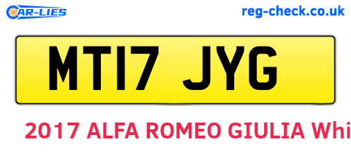 MT17JYG are the vehicle registration plates.