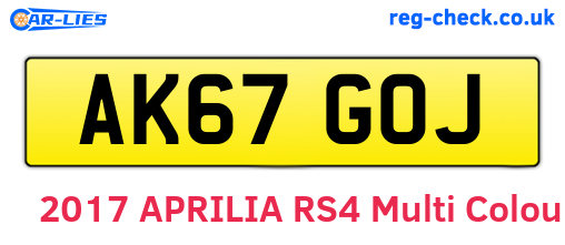 AK67GOJ are the vehicle registration plates.