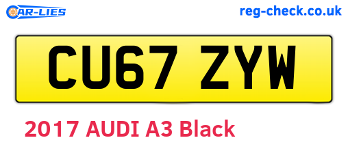 CU67ZYW are the vehicle registration plates.