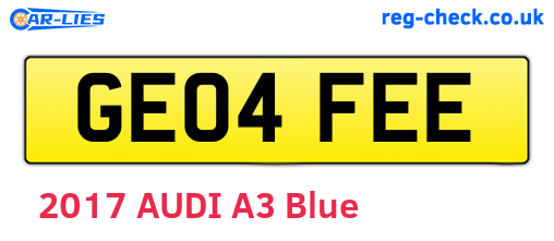 GE04FEE are the vehicle registration plates.