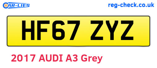 HF67ZYZ are the vehicle registration plates.