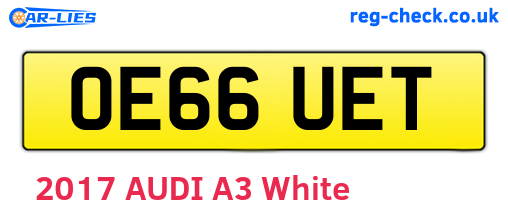 OE66UET are the vehicle registration plates.