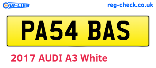 PA54BAS are the vehicle registration plates.