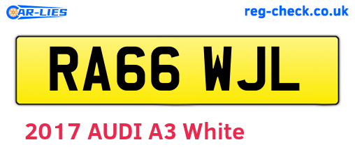 RA66WJL are the vehicle registration plates.
