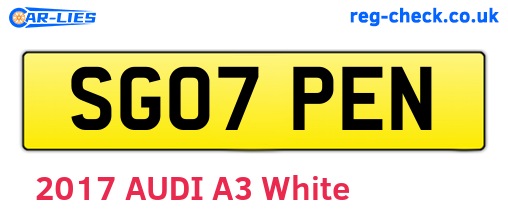 SG07PEN are the vehicle registration plates.