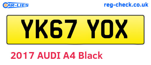 YK67YOX are the vehicle registration plates.
