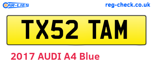 TX52TAM are the vehicle registration plates.