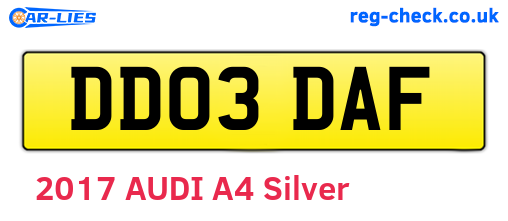 DD03DAF are the vehicle registration plates.