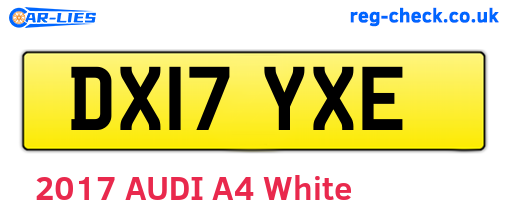 DX17YXE are the vehicle registration plates.