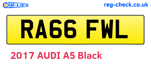 RA66FWL are the vehicle registration plates.