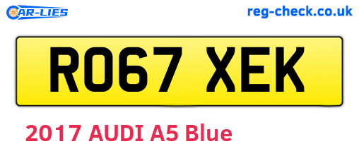 RO67XEK are the vehicle registration plates.