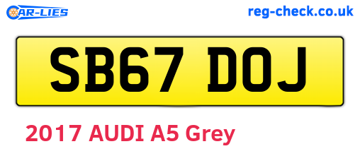 SB67DOJ are the vehicle registration plates.