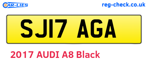 SJ17AGA are the vehicle registration plates.