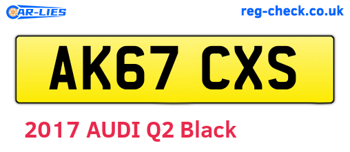 AK67CXS are the vehicle registration plates.