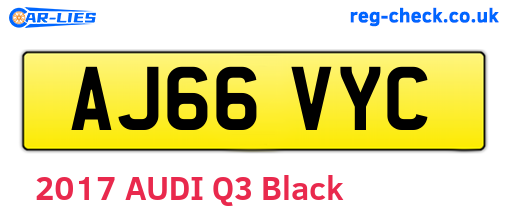 AJ66VYC are the vehicle registration plates.