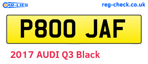 P800JAF are the vehicle registration plates.