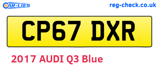 CP67DXR are the vehicle registration plates.