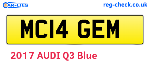 MC14GEM are the vehicle registration plates.