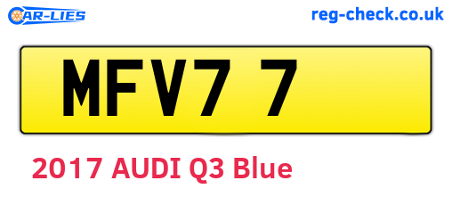 MFV77 are the vehicle registration plates.
