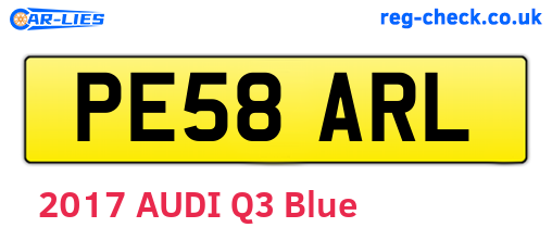 PE58ARL are the vehicle registration plates.