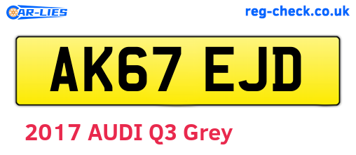 AK67EJD are the vehicle registration plates.