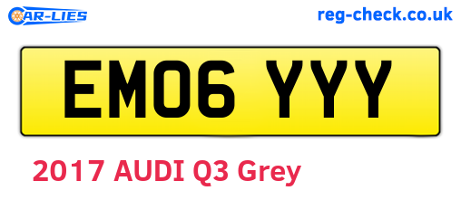 EM06YYY are the vehicle registration plates.