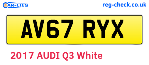AV67RYX are the vehicle registration plates.
