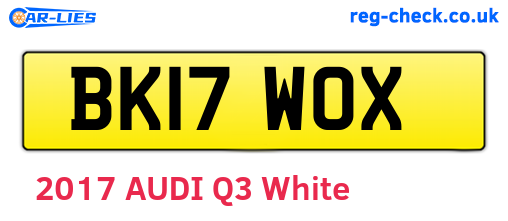 BK17WOX are the vehicle registration plates.