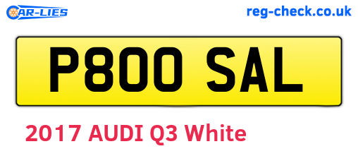 P800SAL are the vehicle registration plates.