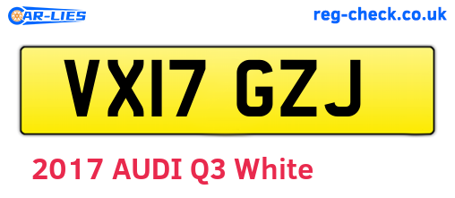 VX17GZJ are the vehicle registration plates.