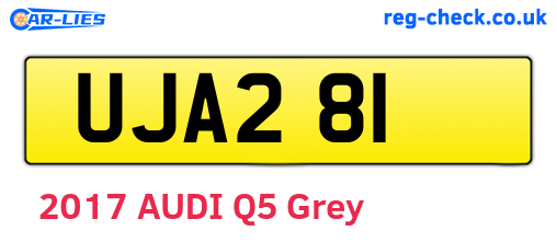 UJA281 are the vehicle registration plates.