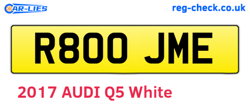 R800JME are the vehicle registration plates.