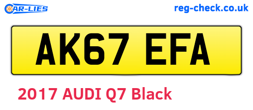 AK67EFA are the vehicle registration plates.