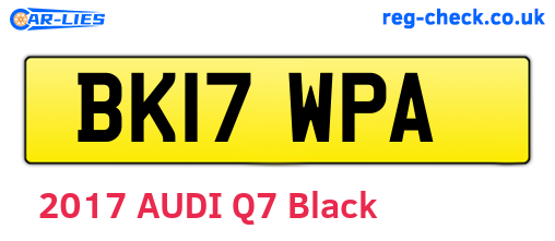 BK17WPA are the vehicle registration plates.