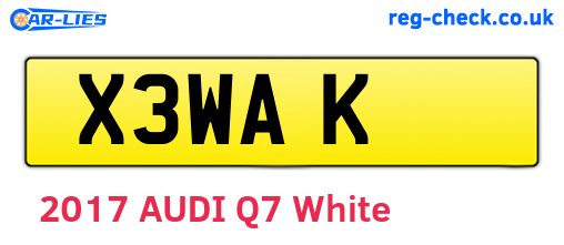 X3WAK are the vehicle registration plates.