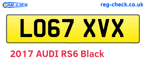 LO67XVX are the vehicle registration plates.