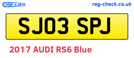 SJ03SPJ are the vehicle registration plates.