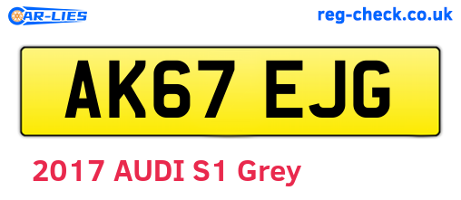 AK67EJG are the vehicle registration plates.