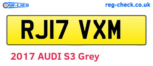RJ17VXM are the vehicle registration plates.