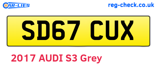 SD67CUX are the vehicle registration plates.