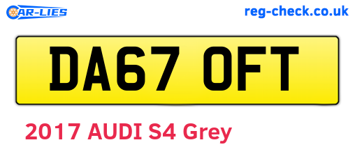 DA67OFT are the vehicle registration plates.