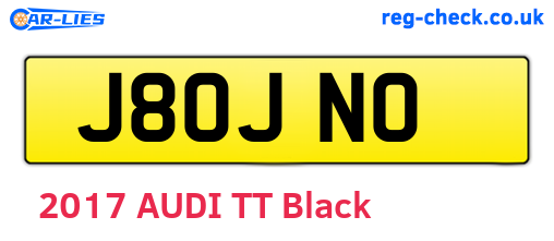 J80JNO are the vehicle registration plates.