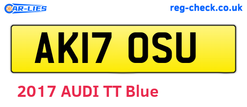 AK17OSU are the vehicle registration plates.