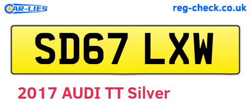 SD67LXW are the vehicle registration plates.