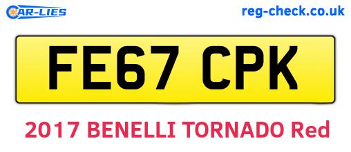 FE67CPK are the vehicle registration plates.