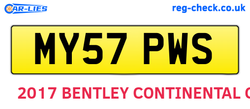 MY57PWS are the vehicle registration plates.