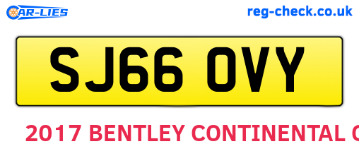SJ66OVY are the vehicle registration plates.