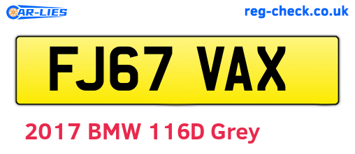 FJ67VAX are the vehicle registration plates.