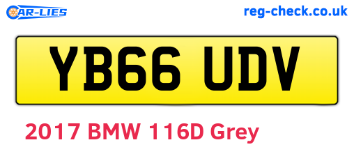 YB66UDV are the vehicle registration plates.
