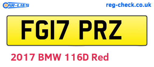 FG17PRZ are the vehicle registration plates.